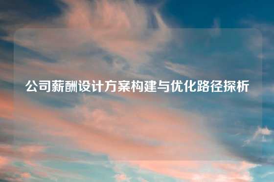 公司薪酬设计方案构建与优化路径探析