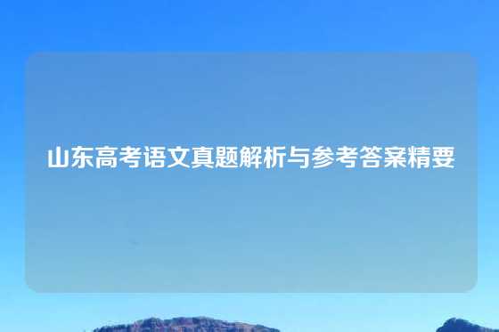 山东高考语文真题解析与参考答案精要